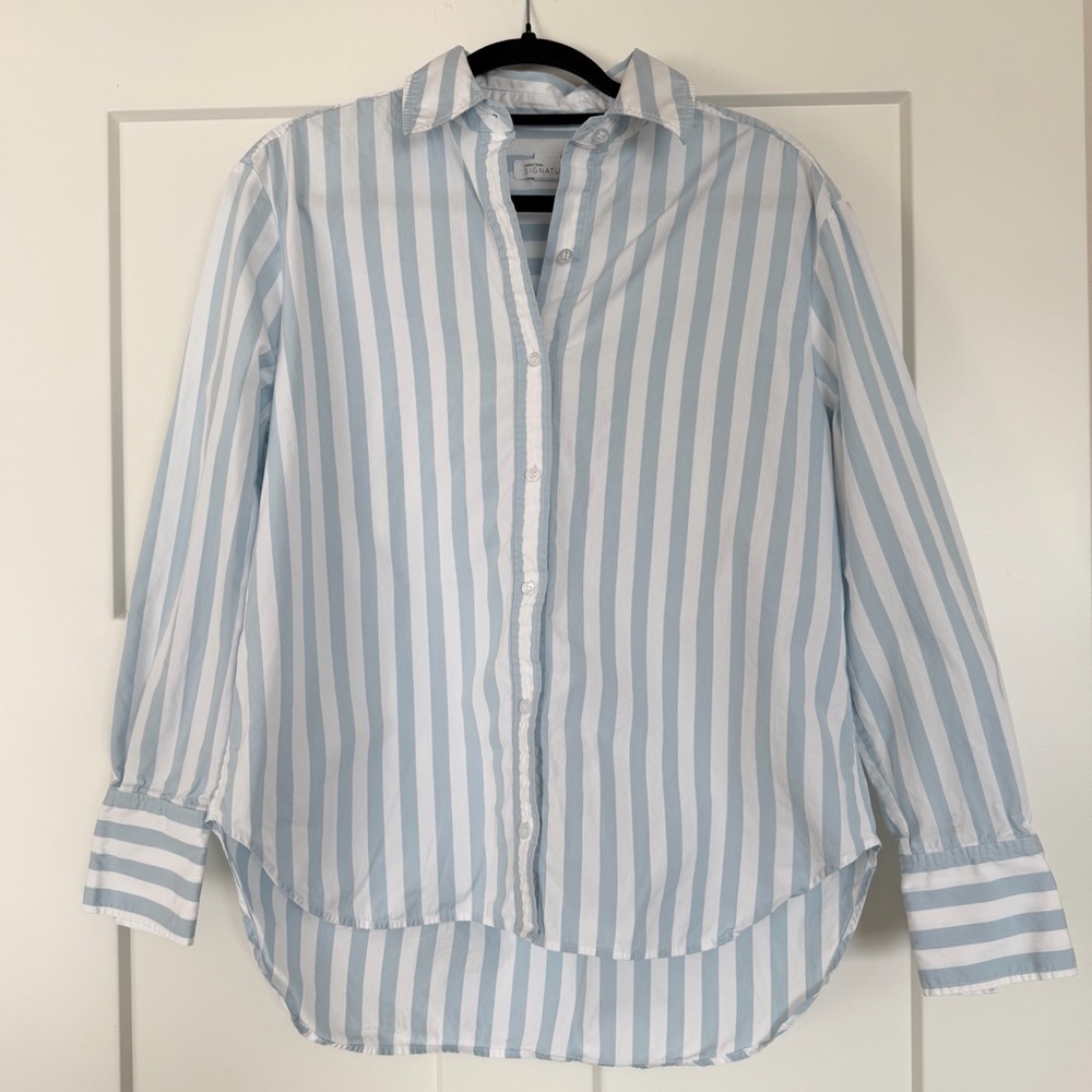 Nordstrom Light Blue and White Striped Button Up Shirt